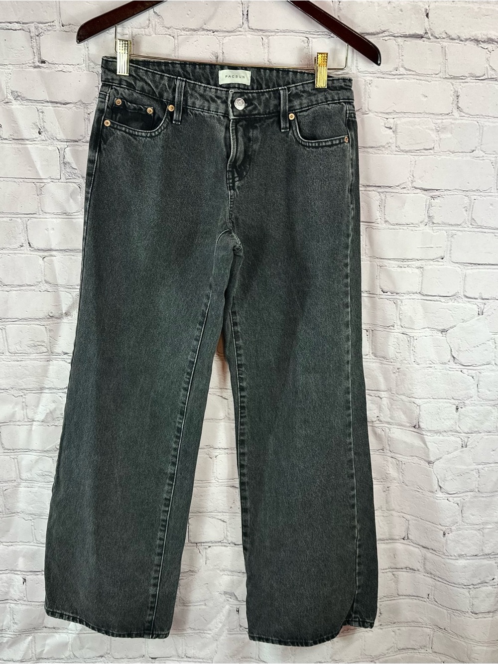 PacSun Washed Black Wide-Leg Jeans